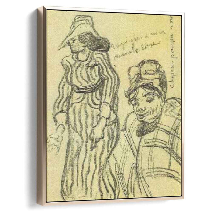 Sketch of a Lady with Striped Dress and Hat and of Another Lady, Half-Figure by Vincent van Gogh