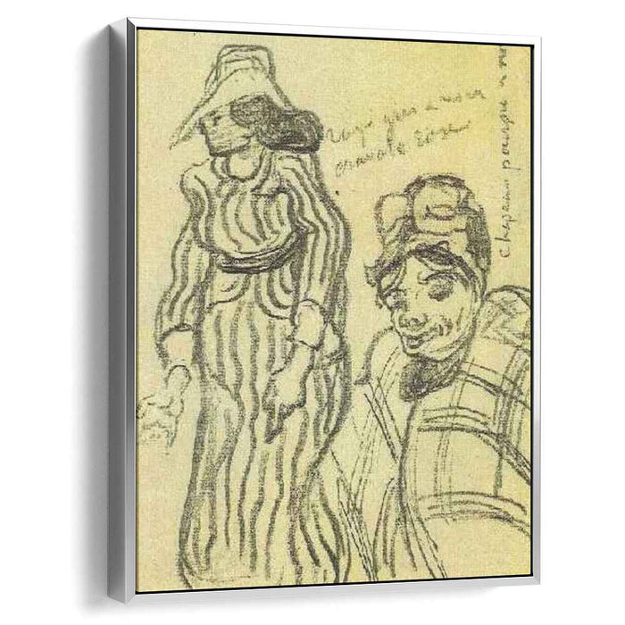 Sketch of a Lady with Striped Dress and Hat and of Another Lady, Half-Figure by Vincent van Gogh