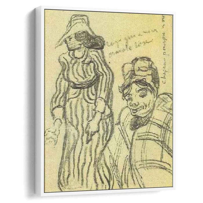 Sketch of a Lady with Striped Dress and Hat and of Another Lady, Half-Figure by Vincent van Gogh