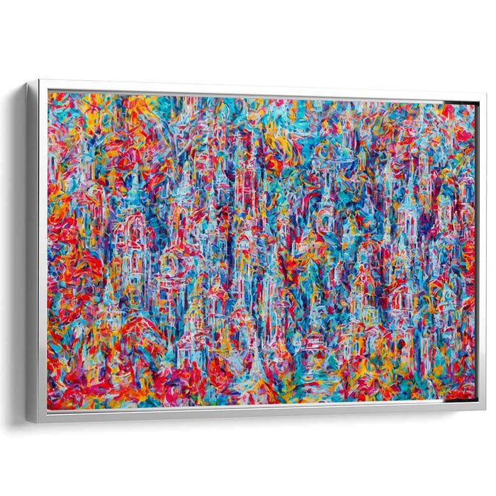 Dystopian Cityscape Symphony: Abstract Expressionist Urban Chaos Canvas Art