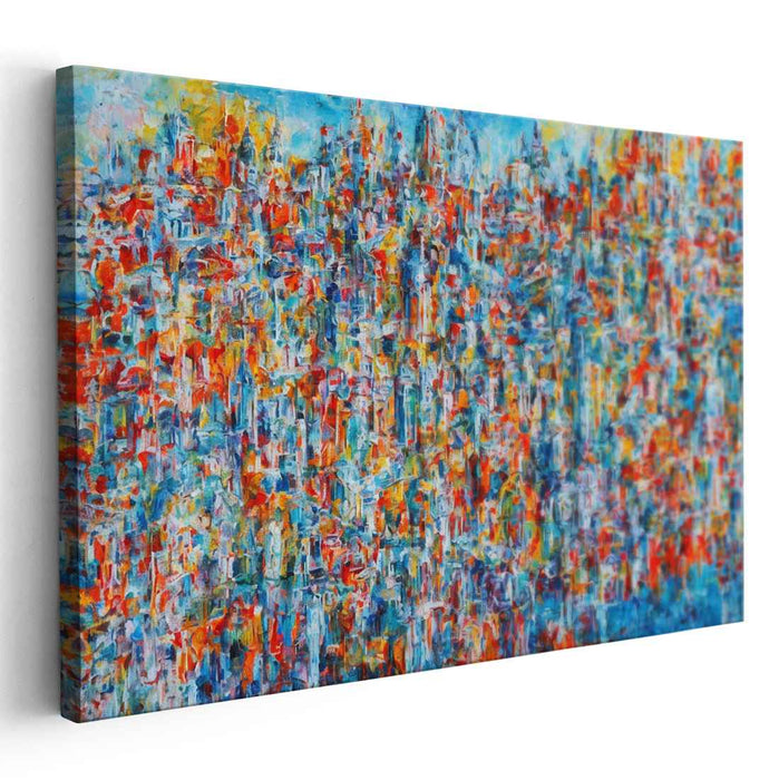 Urban Wanderlust: Abstract Expressionist Cityscape Canvas Art Print