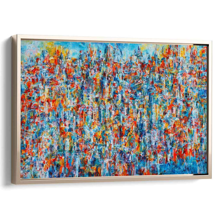 Urban Wanderlust: Abstract Expressionist Cityscape Canvas Art Print