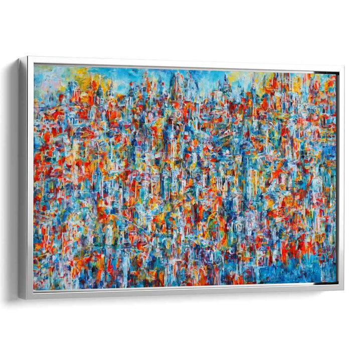 Urban Wanderlust: Abstract Expressionist Cityscape Canvas Art Print