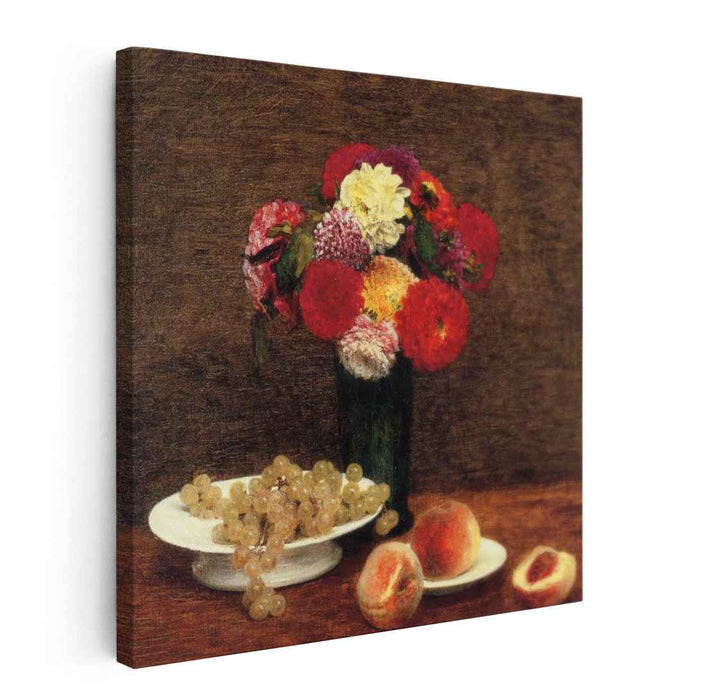 Still Life Dahlias in a Green Vase (1868) by Henri Fantin-Latour