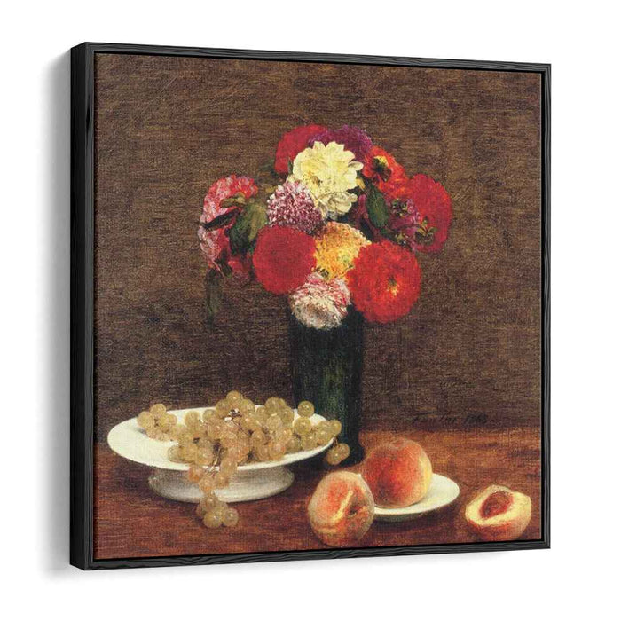 Still Life Dahlias in a Green Vase (1868) by Henri Fantin-Latour