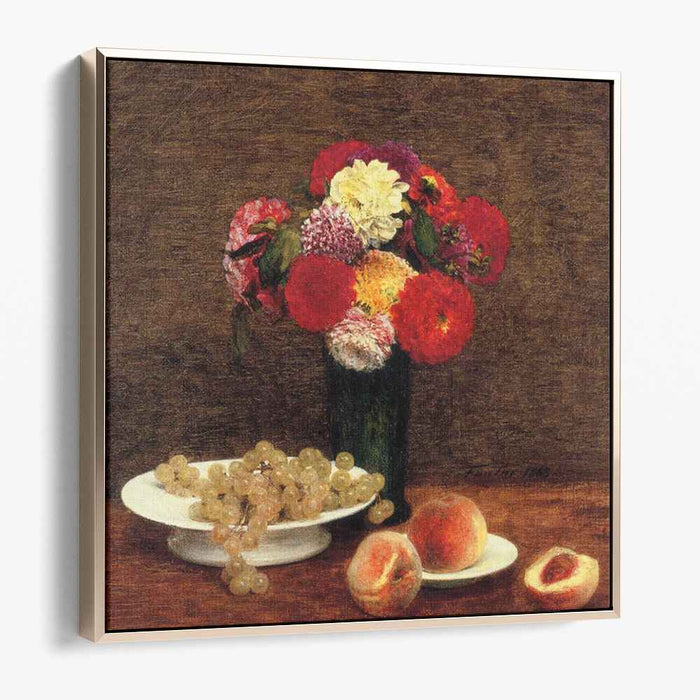 Still Life Dahlias in a Green Vase (1868) by Henri Fantin-Latour