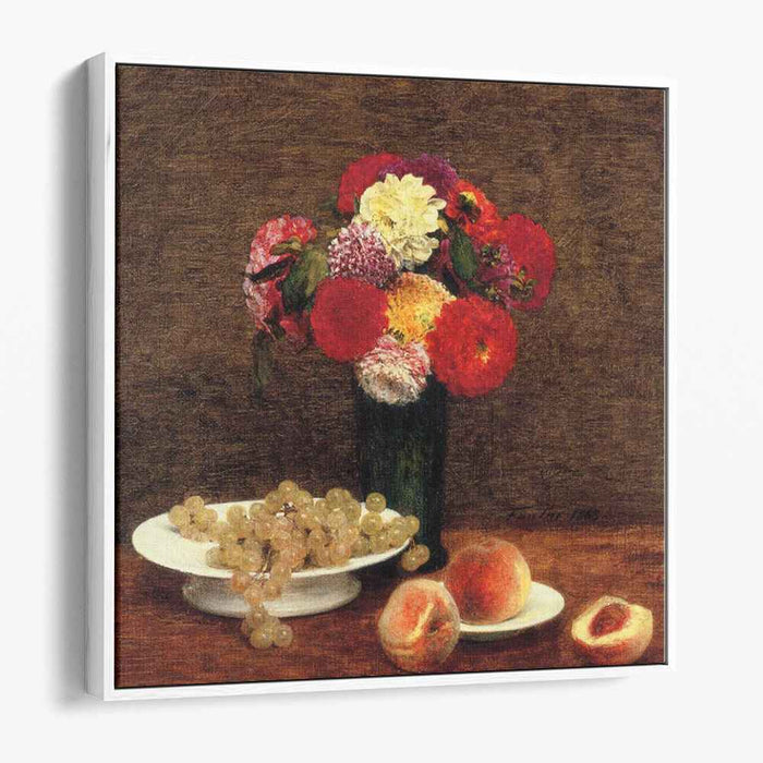 Still Life Dahlias in a Green Vase (1868) by Henri Fantin-Latour