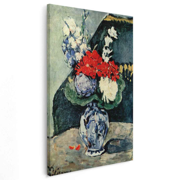 Still life, Delft vase with flowers by Paul Cezanne