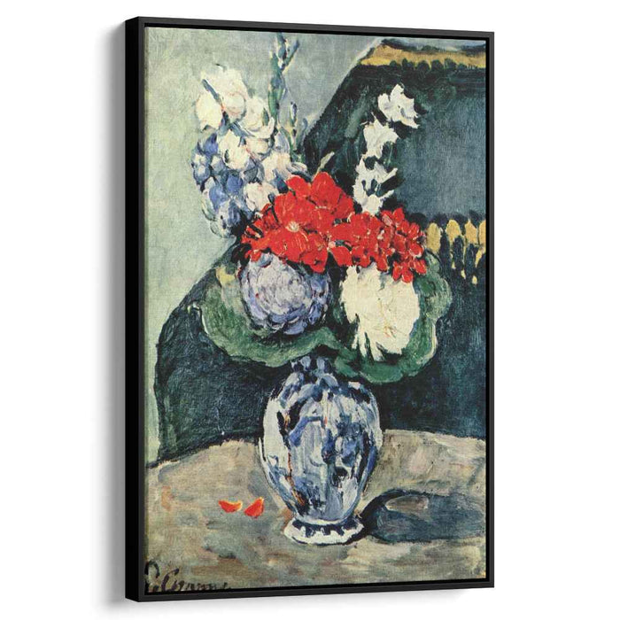 Still life, Delft vase with flowers by Paul Cezanne