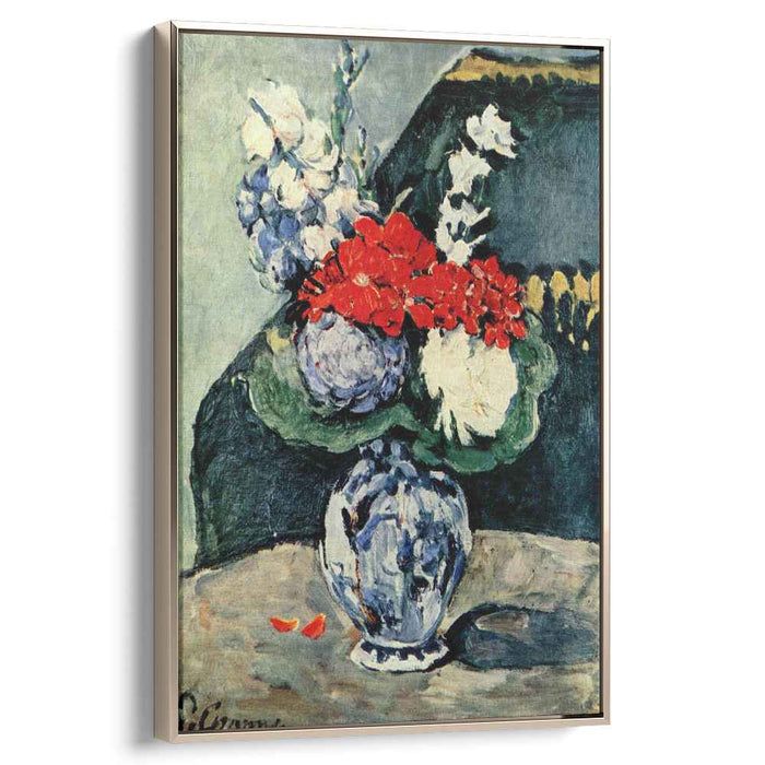 Still life, Delft vase with flowers by Paul Cezanne