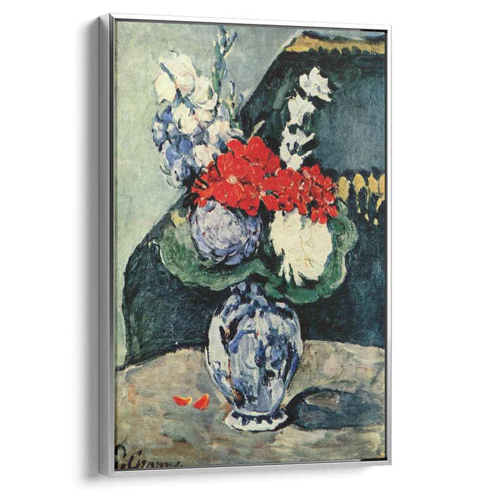 Still life, Delft vase with flowers by Paul Cezanne