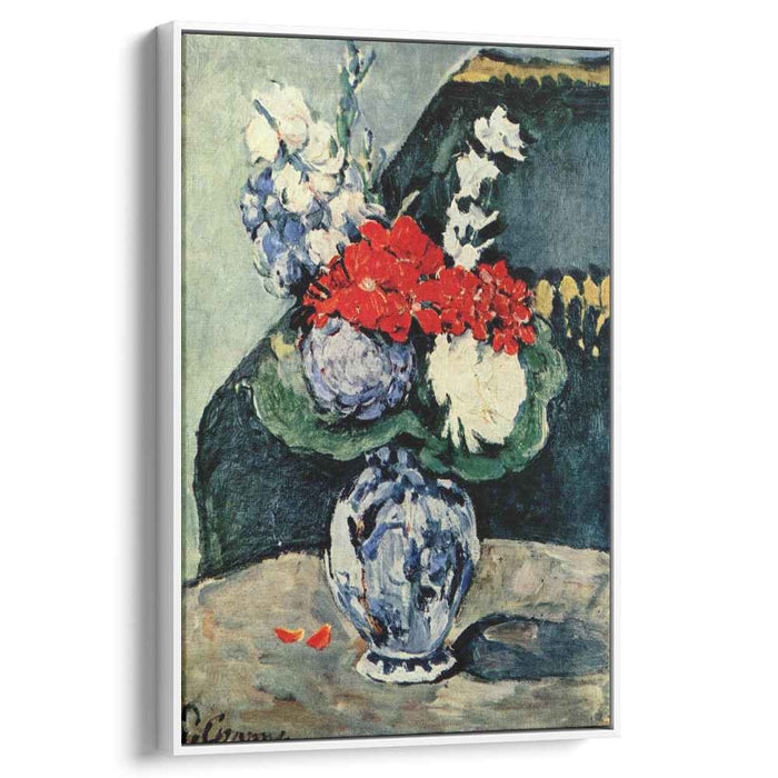 Still life, Delft vase with flowers by Paul Cezanne