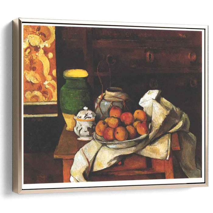 Still life in front of a chest of drawers (1887) by Paul Cezanne