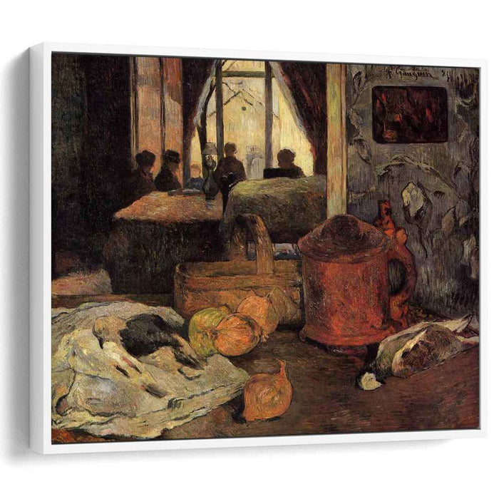 Still life of onions and pigeons and room interior in Copenhagen (1885) by Paul Gauguin