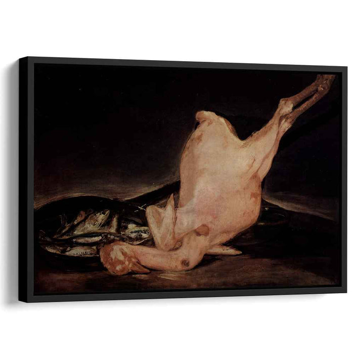 Still life, plucked turkey and pan with fish by Francisco Goya