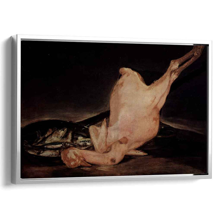 Still life, plucked turkey and pan with fish by Francisco Goya