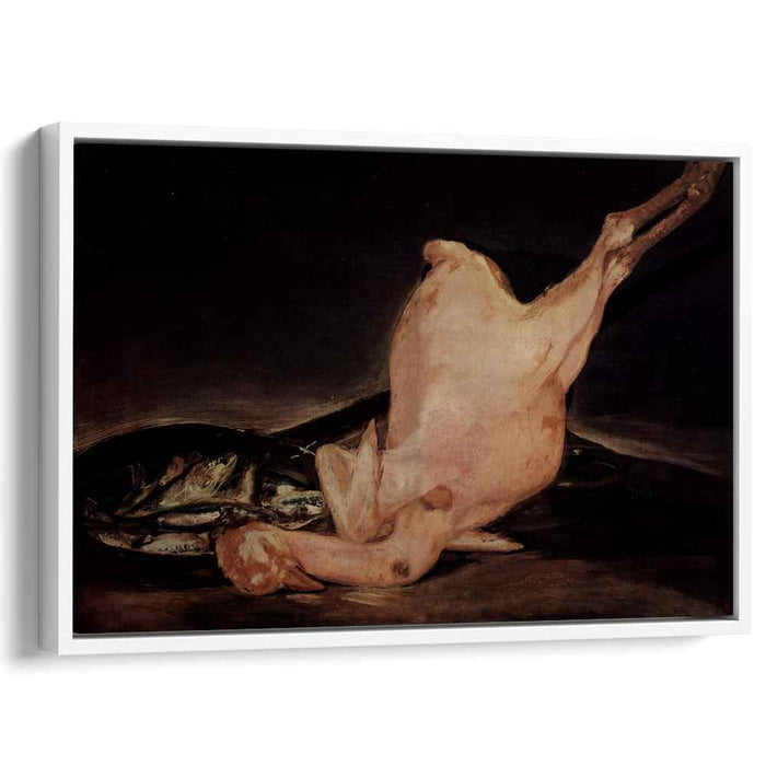 Still life, plucked turkey and pan with fish by Francisco Goya