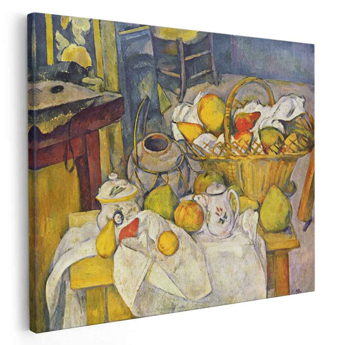 Still life with basket (Kitchen table) (1890) by Paul Cezanne