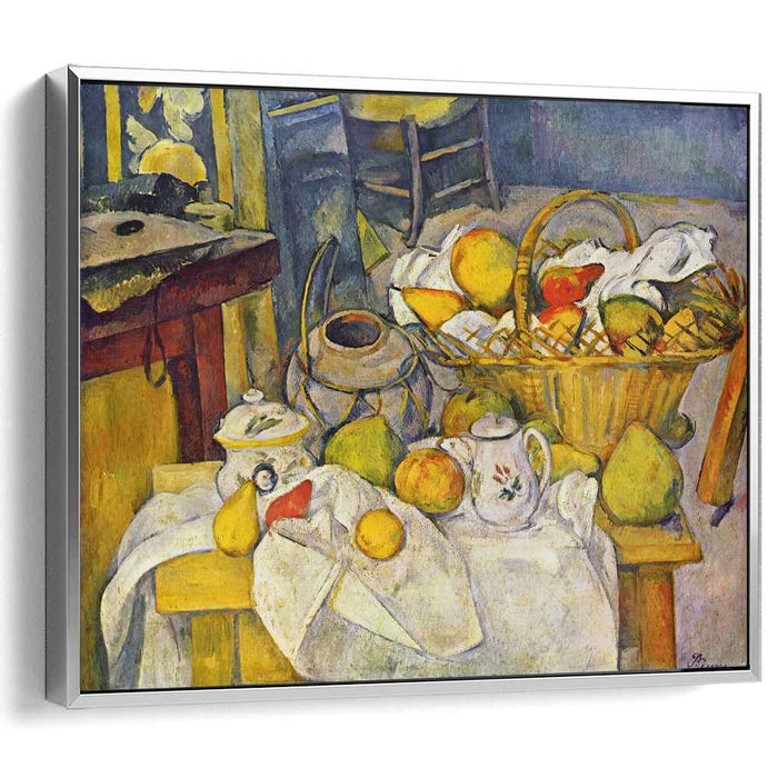 Still life with basket (Kitchen table) (1890) by Paul Cezanne