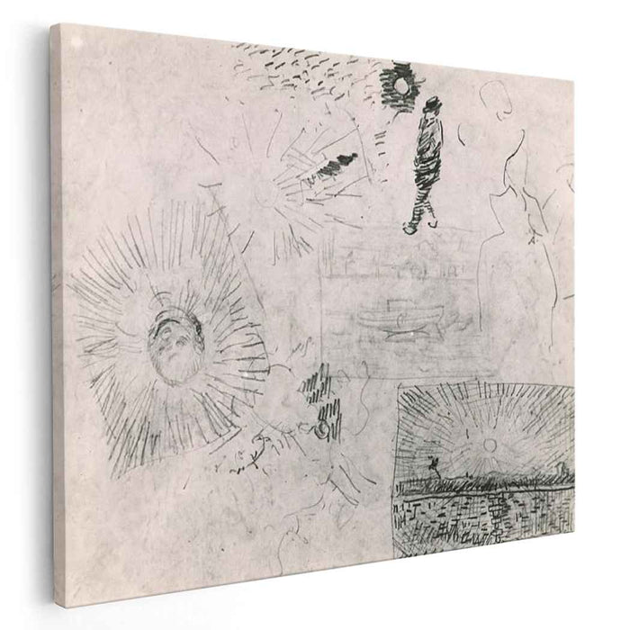 Studies Figure The Enclosure Wall of Saint-Paul Hospital and Others (1889) by Vincent van Gogh