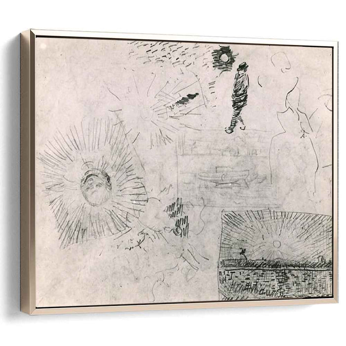 Studies Figure The Enclosure Wall of Saint-Paul Hospital and Others (1889) by Vincent van Gogh