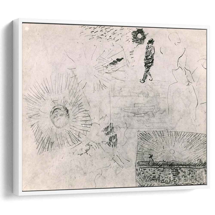 Studies Figure The Enclosure Wall of Saint-Paul Hospital and Others (1889) by Vincent van Gogh