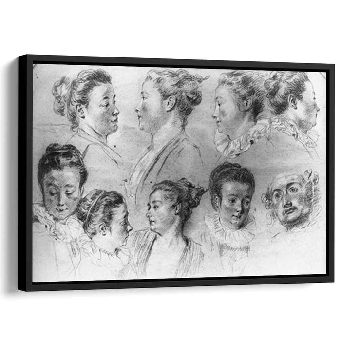 Studies of Women's Heads by Antoine Watteau