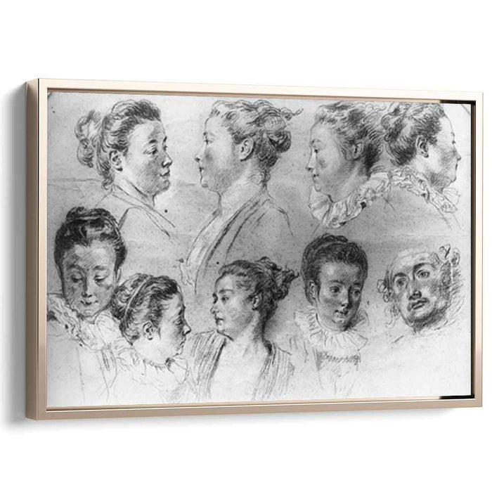 Studies of Women's Heads by Antoine Watteau