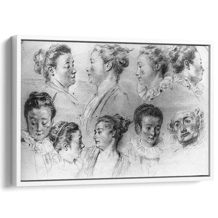 Studies of Women's Heads by Antoine Watteau