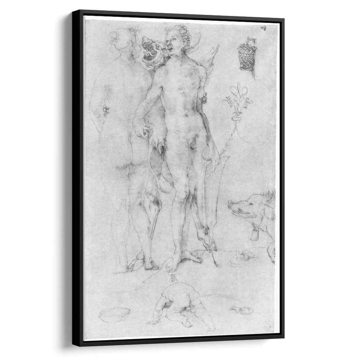 Study Journal, naked couple and the Devil by Albrecht Durer