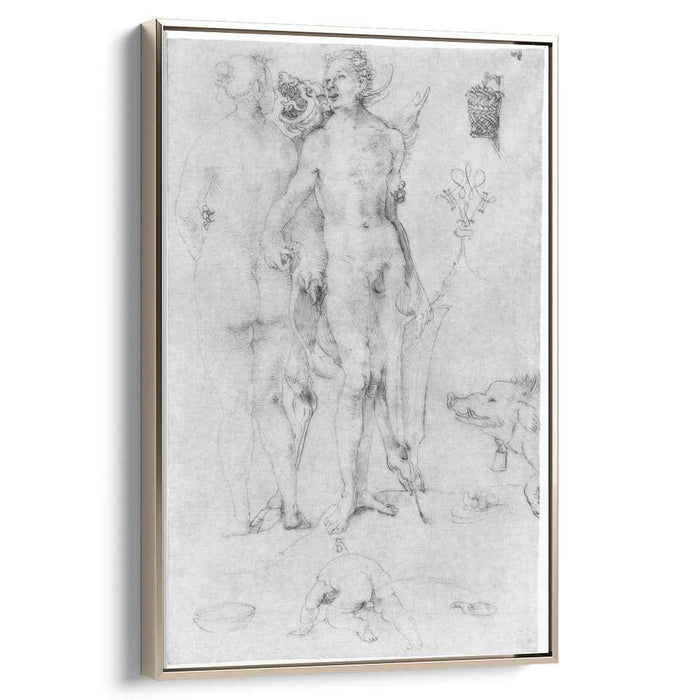 Study Journal, naked couple and the Devil by Albrecht Durer