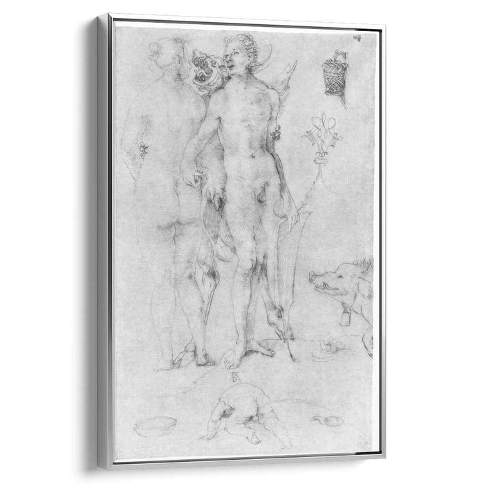 Study Journal, naked couple and the Devil by Albrecht Durer