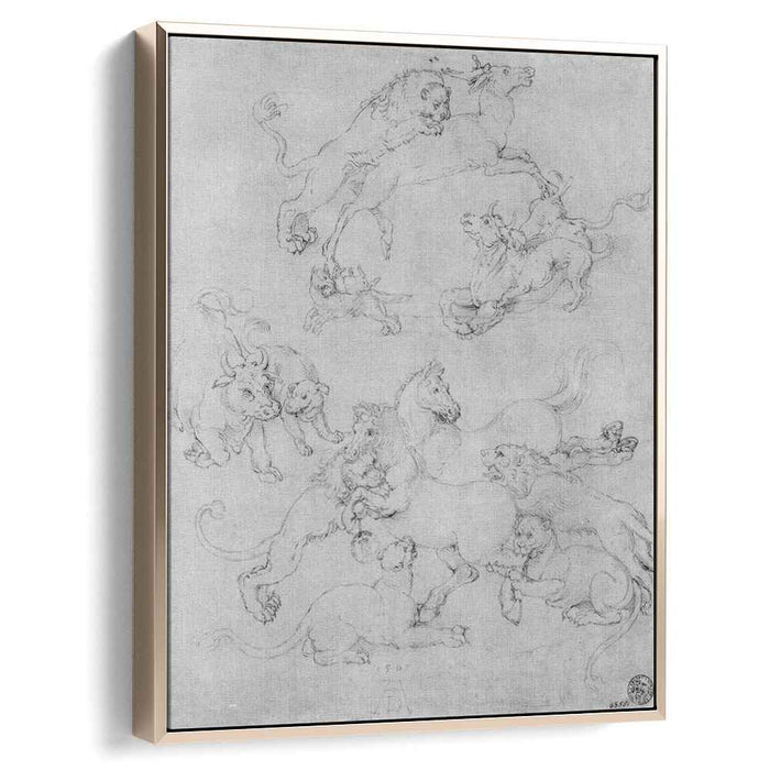Study sheet with the attacked animals by Albrecht Durer