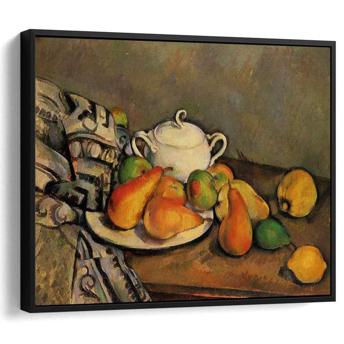 Sugarbowl, Pears and Tablecloth by Paul Cezanne