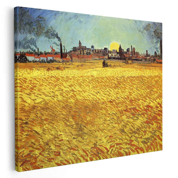 Summer Evening, Wheatfield with Setting sun by Vincent van Gogh