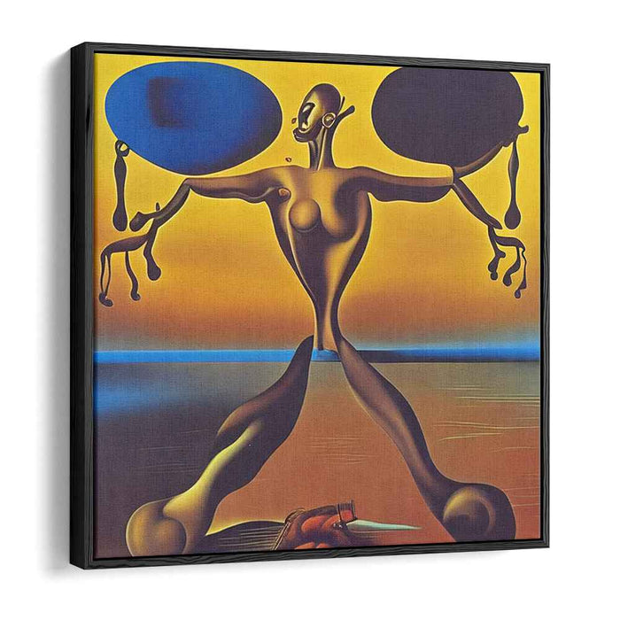 Dreamscape Balancer: Surreal Sunset Humanoid Canvas Art Print