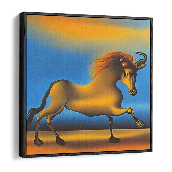 Mechanical Majesty: Surreal Bull at Dusk Canvas Art Print