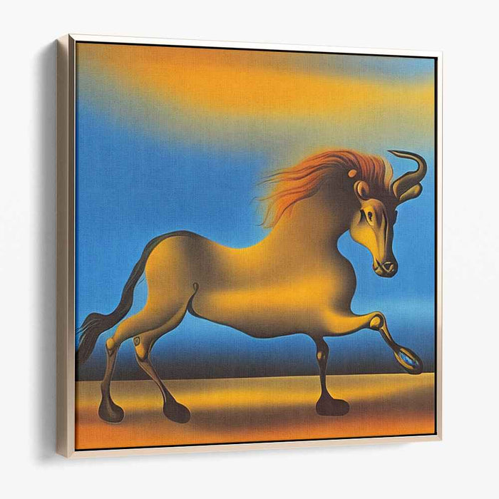 Mechanical Majesty: Surreal Bull at Dusk Canvas Art Print