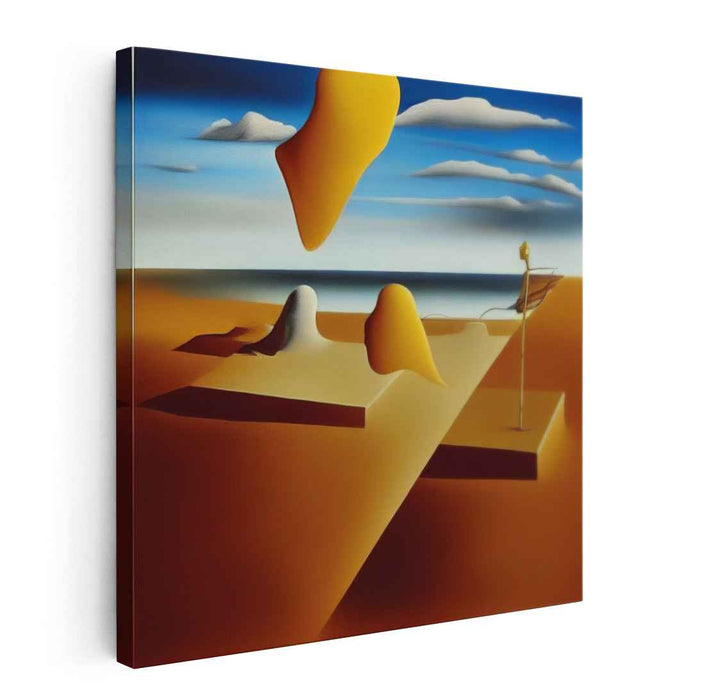 Echoes of Sunlit Surrealism: Surrealist Dreamscapes in Golden Yellow and Azure