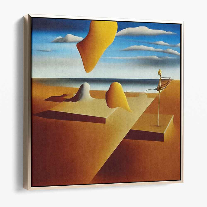 Echoes of Sunlit Surrealism: Surrealist Dreamscapes in Golden Yellow and Azure