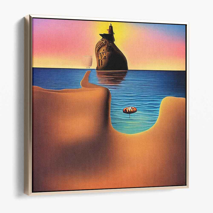 Deserted Shores: Surrealistic Twilight Seascape Canvas Art