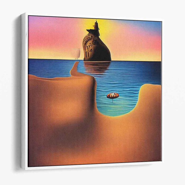 Deserted Shores: Surrealistic Twilight Seascape Canvas Art