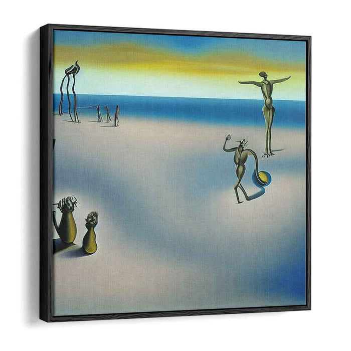 Surreal Seaside: Dreamlike Figures on a Tranquil Shore Canvas Art Print