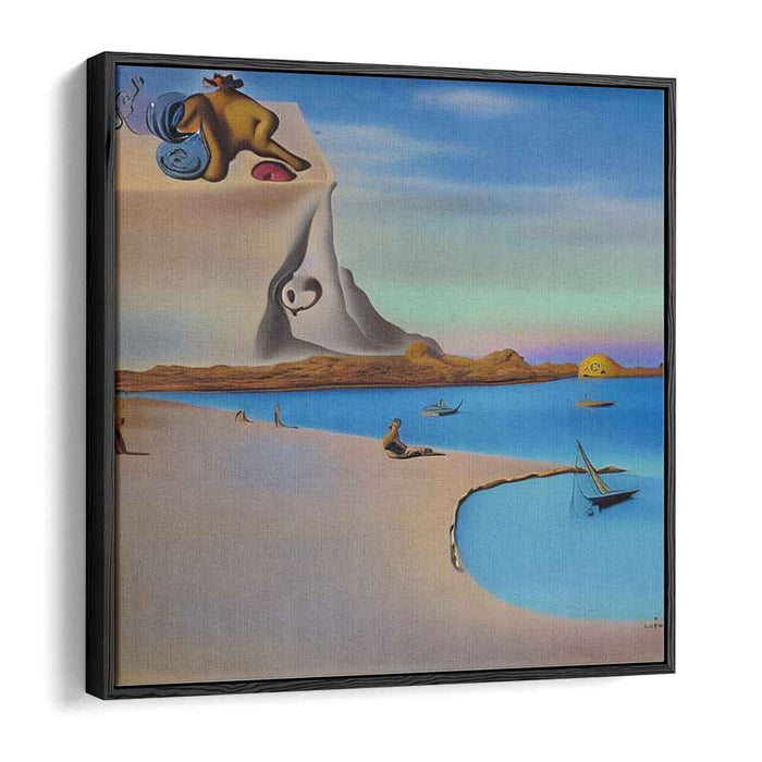 Elemental Surrealism: Surrealist Seascape with Melting Elements Canvas Art Print