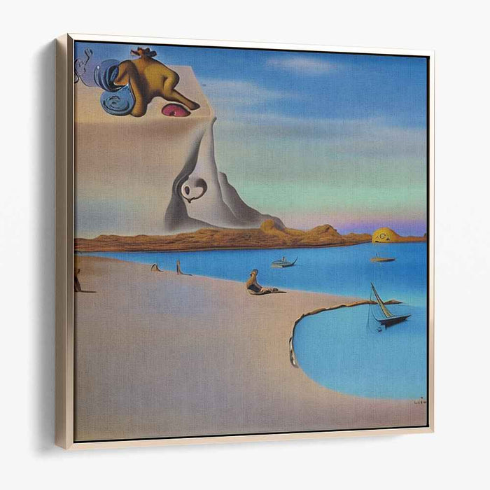 Elemental Surrealism: Surrealist Seascape with Melting Elements Canvas Art Print