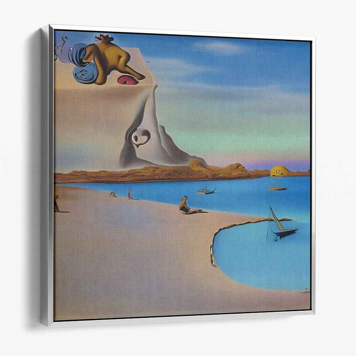 Elemental Surrealism: Surrealist Seascape with Melting Elements Canvas Art Print