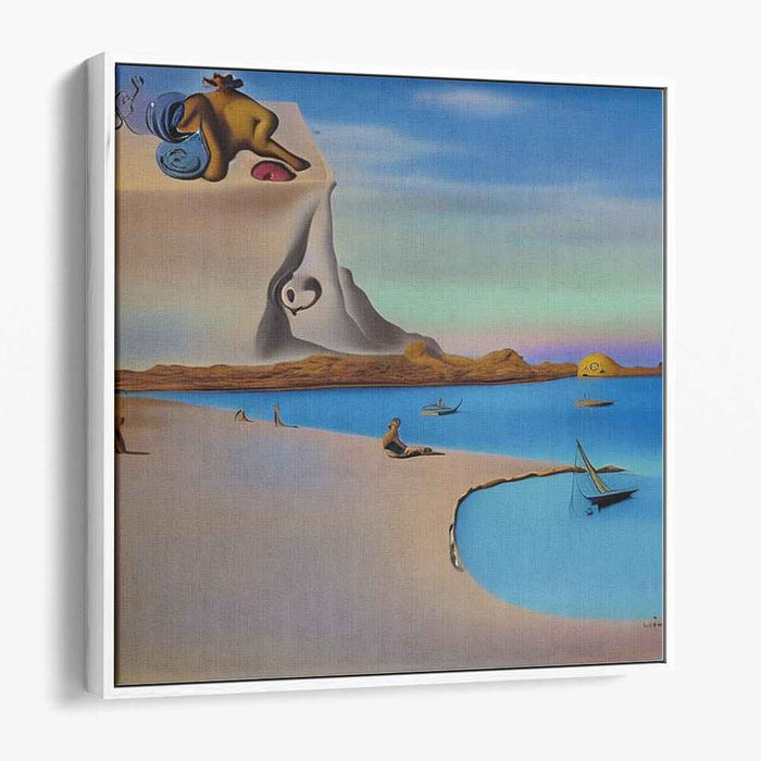 Elemental Surrealism: Surrealist Seascape with Melting Elements Canvas Art Print