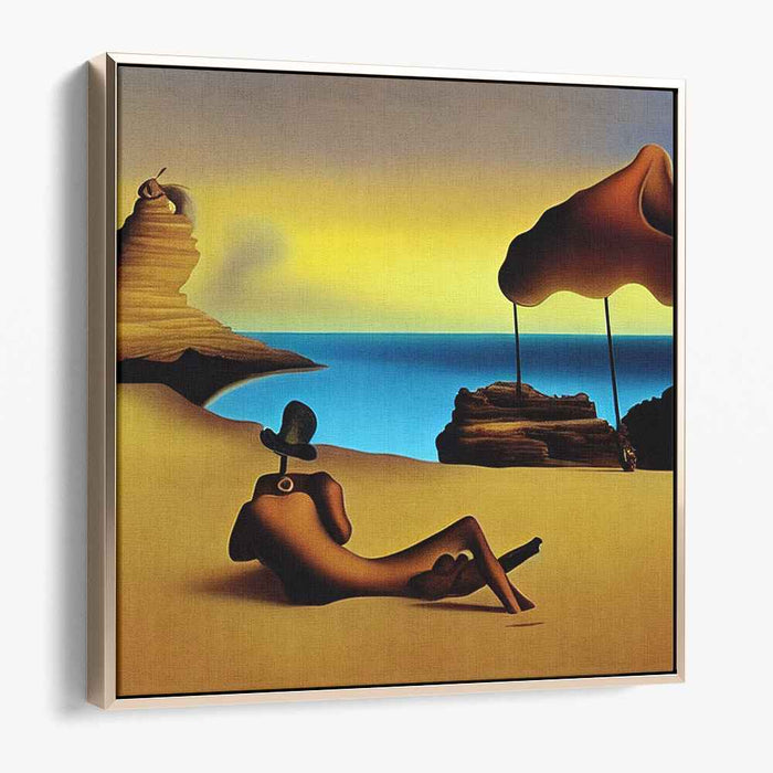 Whimsical Seashore Dreams: Surrealist Beachside Canvas Art Print