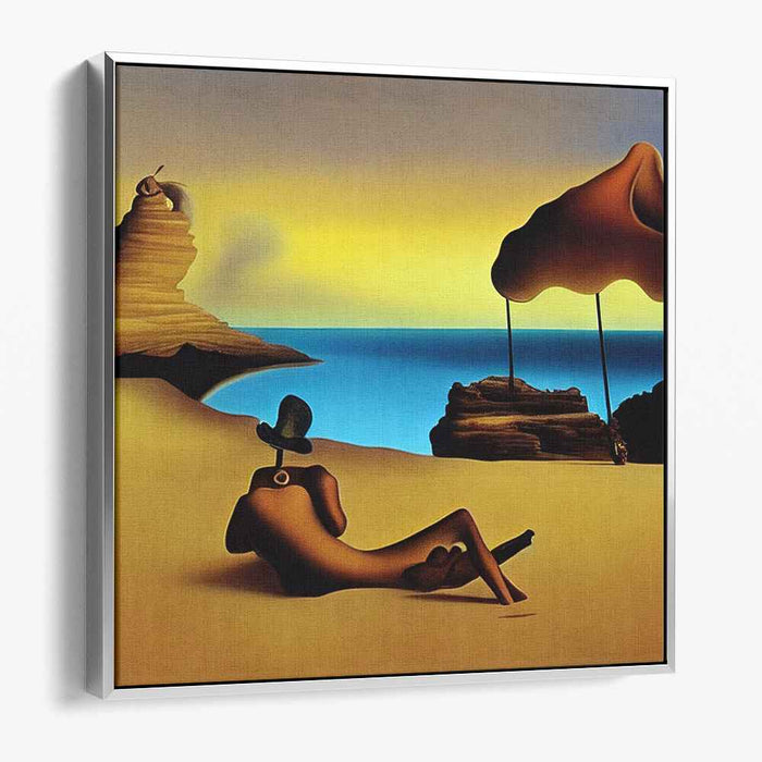 Whimsical Seashore Dreams: Surrealist Beachside Canvas Art Print