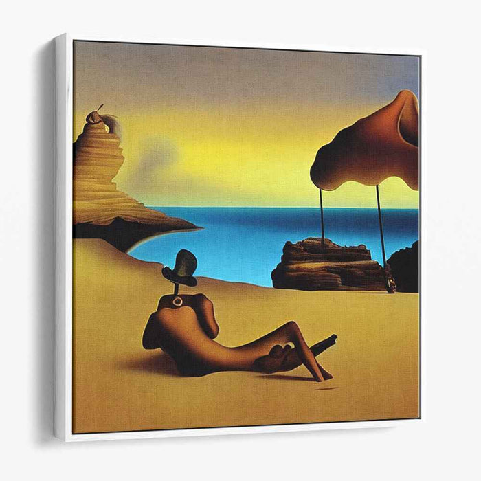Whimsical Seashore Dreams: Surrealist Beachside Canvas Art Print